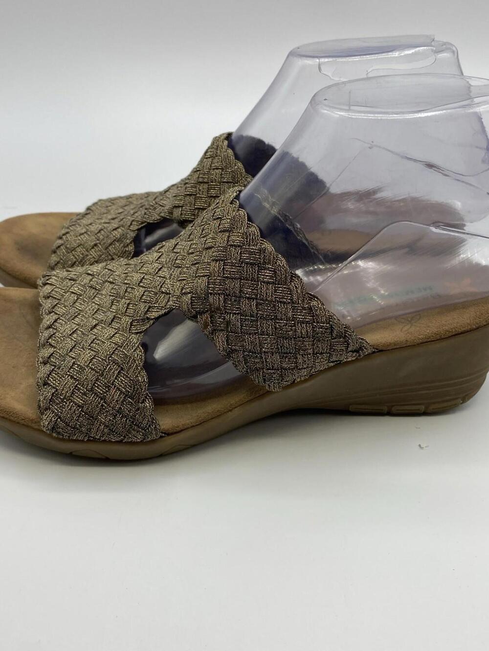 Baretraps Sandals Womens 8 Hanla Wedge Slides Brown Open Toe Slip On Casual